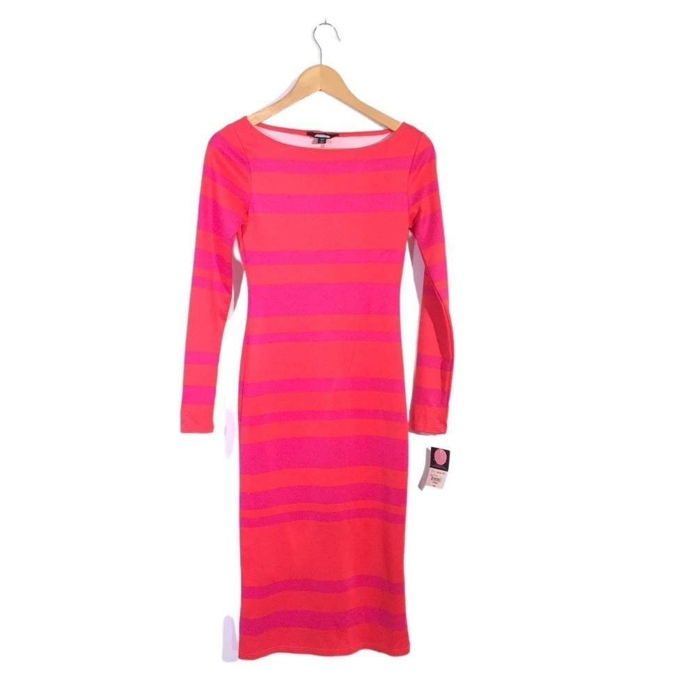 Project Runway Pink Red Striped Bodycon Dress XS
